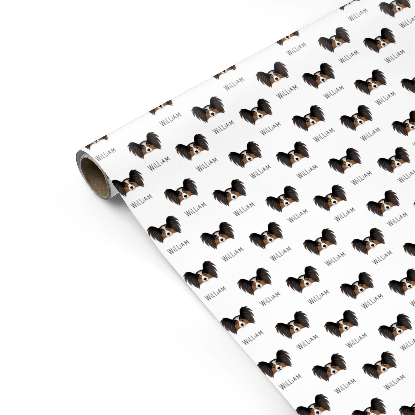 Papillon Icon with Name Personalised Gift Wrap