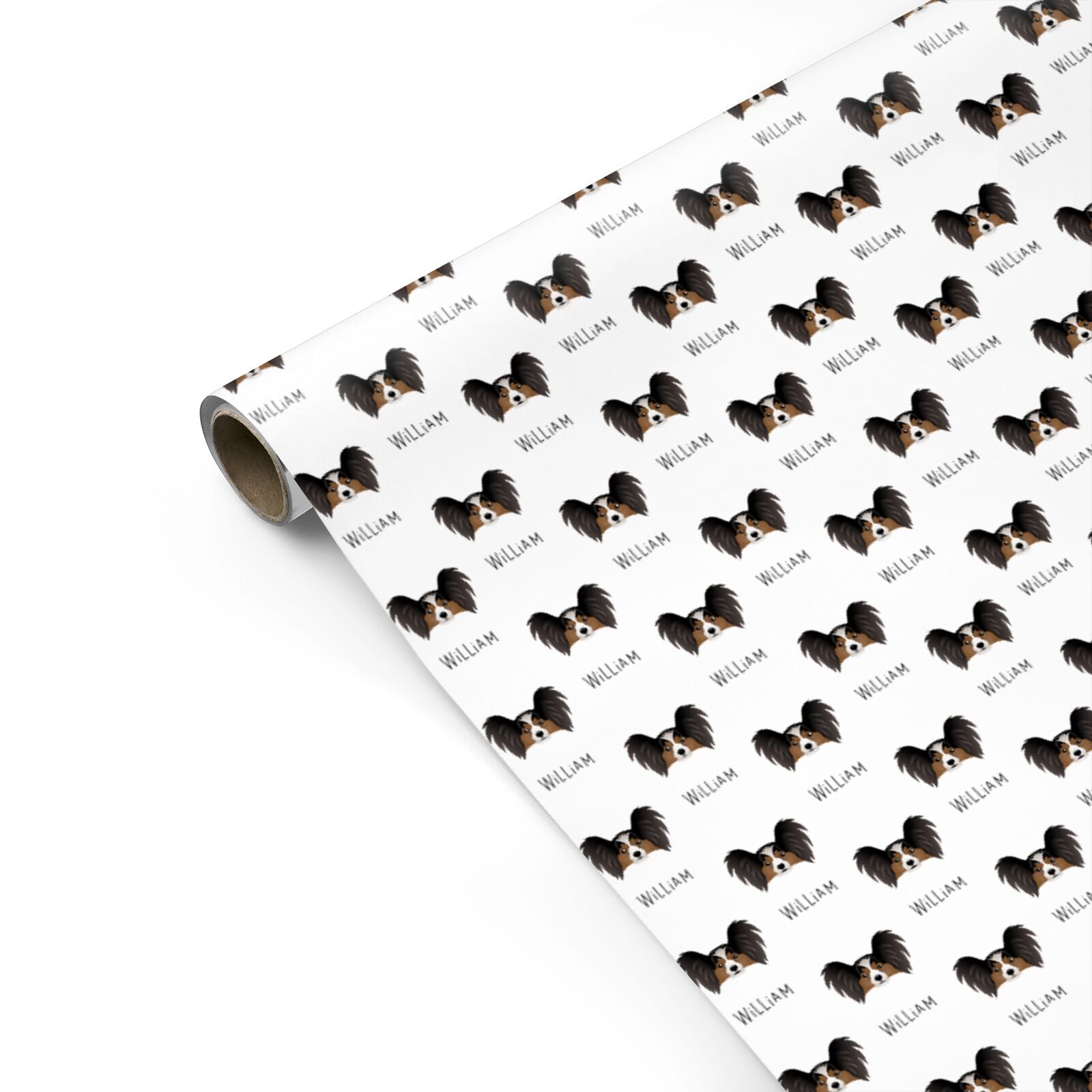 Papillon Icon with Name Personalised Gift Wrap