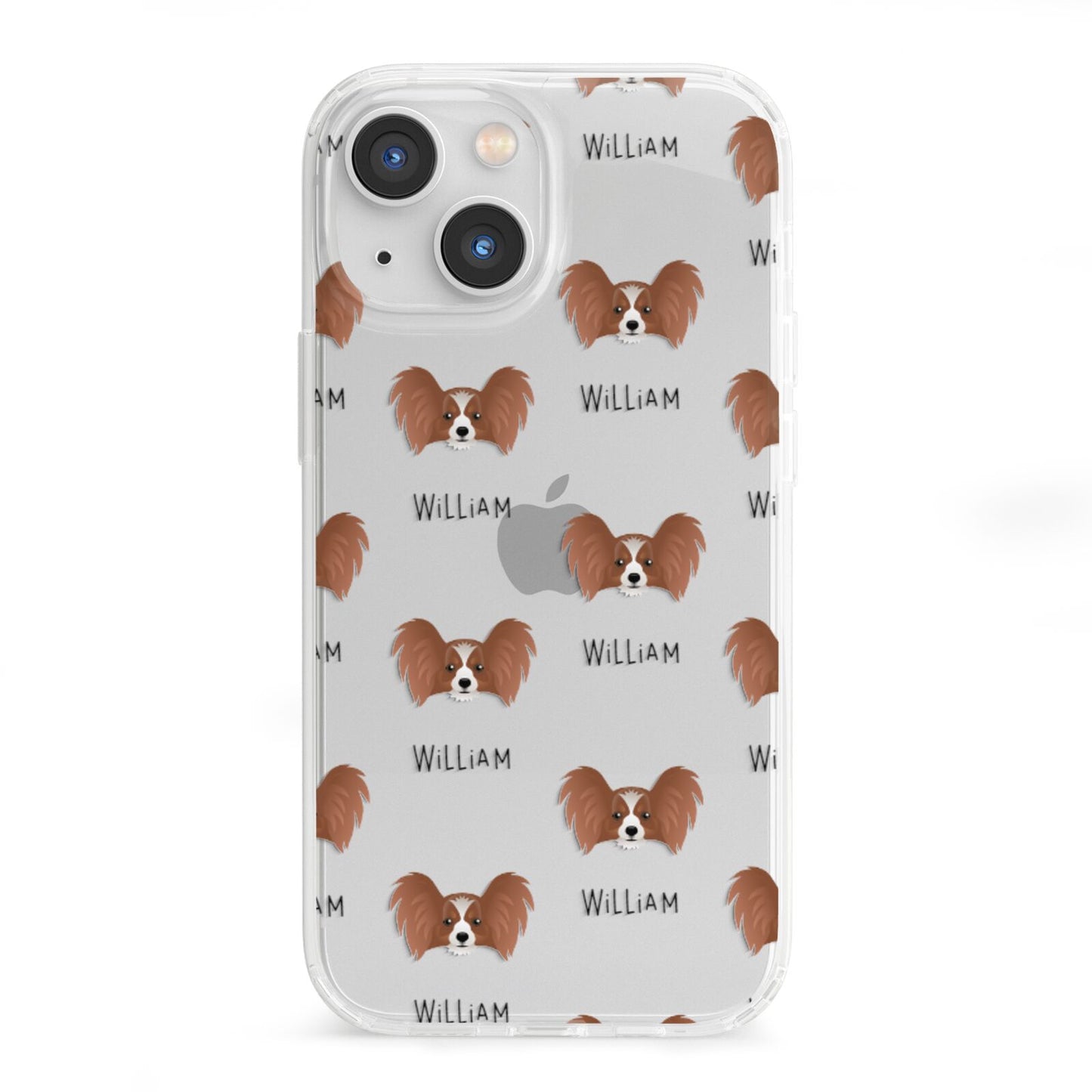 Papillon Icon with Name iPhone 13 Mini Clear Bumper Case