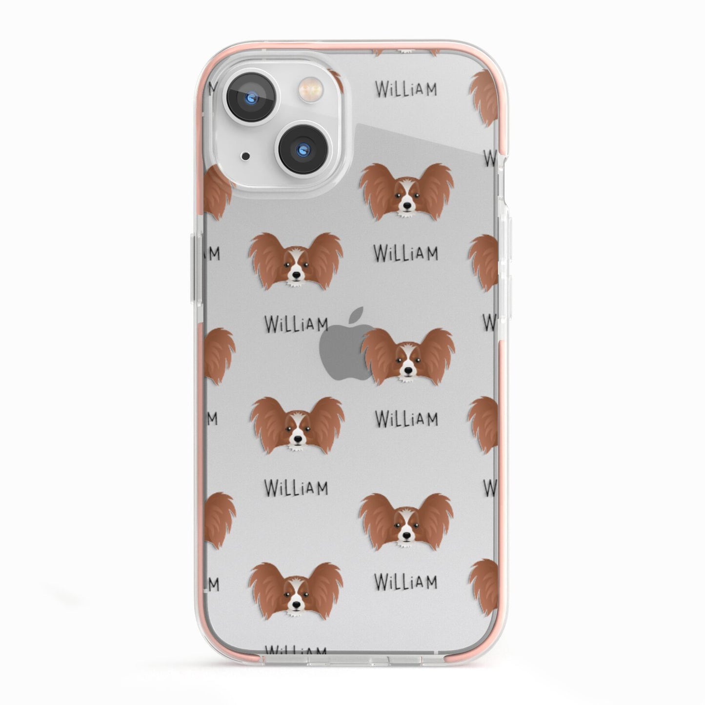 Papillon Icon with Name iPhone 13 TPU Impact Case with Pink Edges