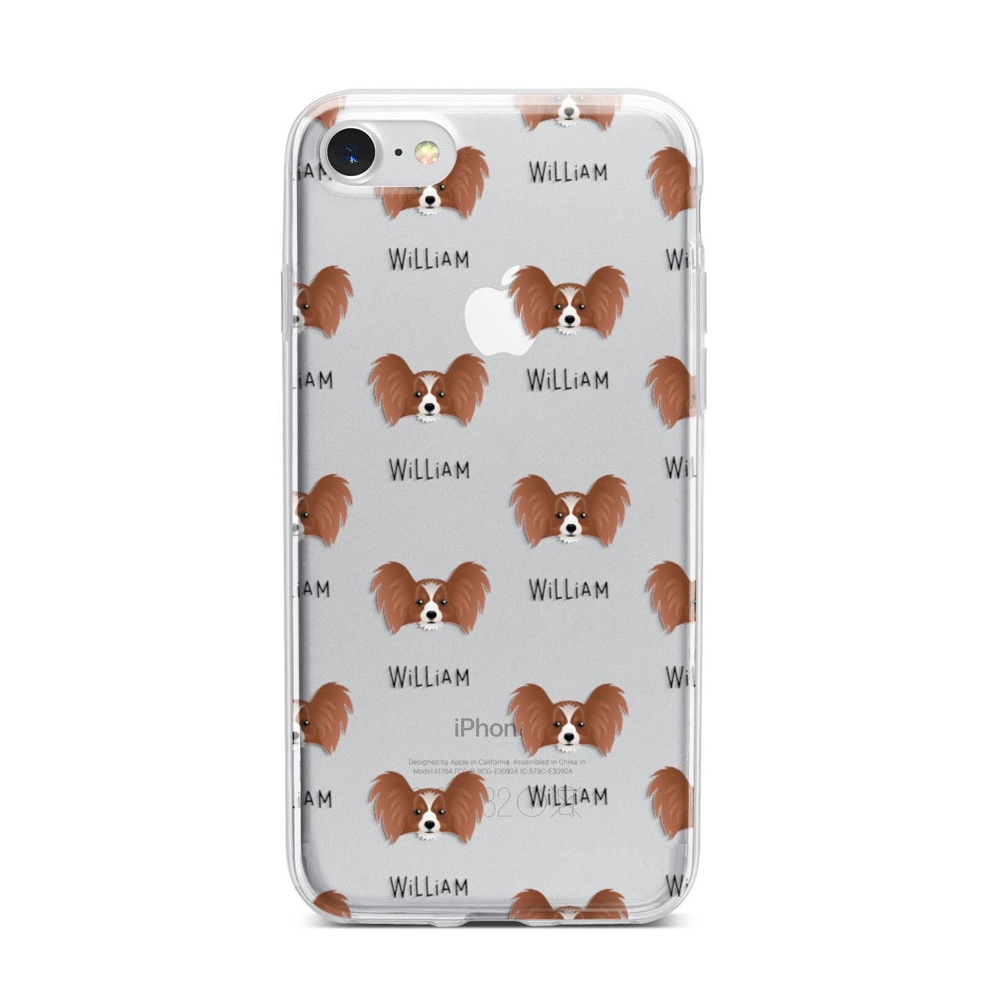 Papillon Icon with Name iPhone 7 Bumper Case on Silver iPhone