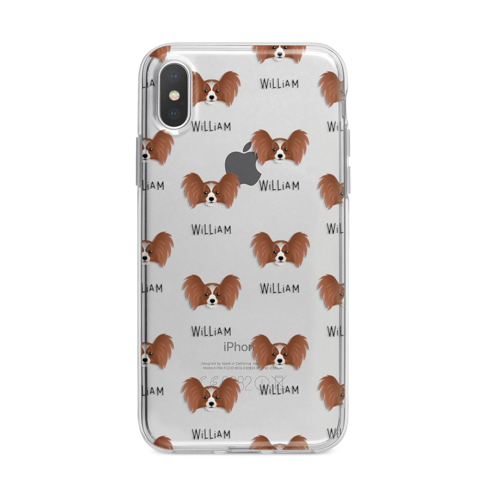 Papillon Icon with Name iPhone X Bumper Case on Silver iPhone Alternative Image 1