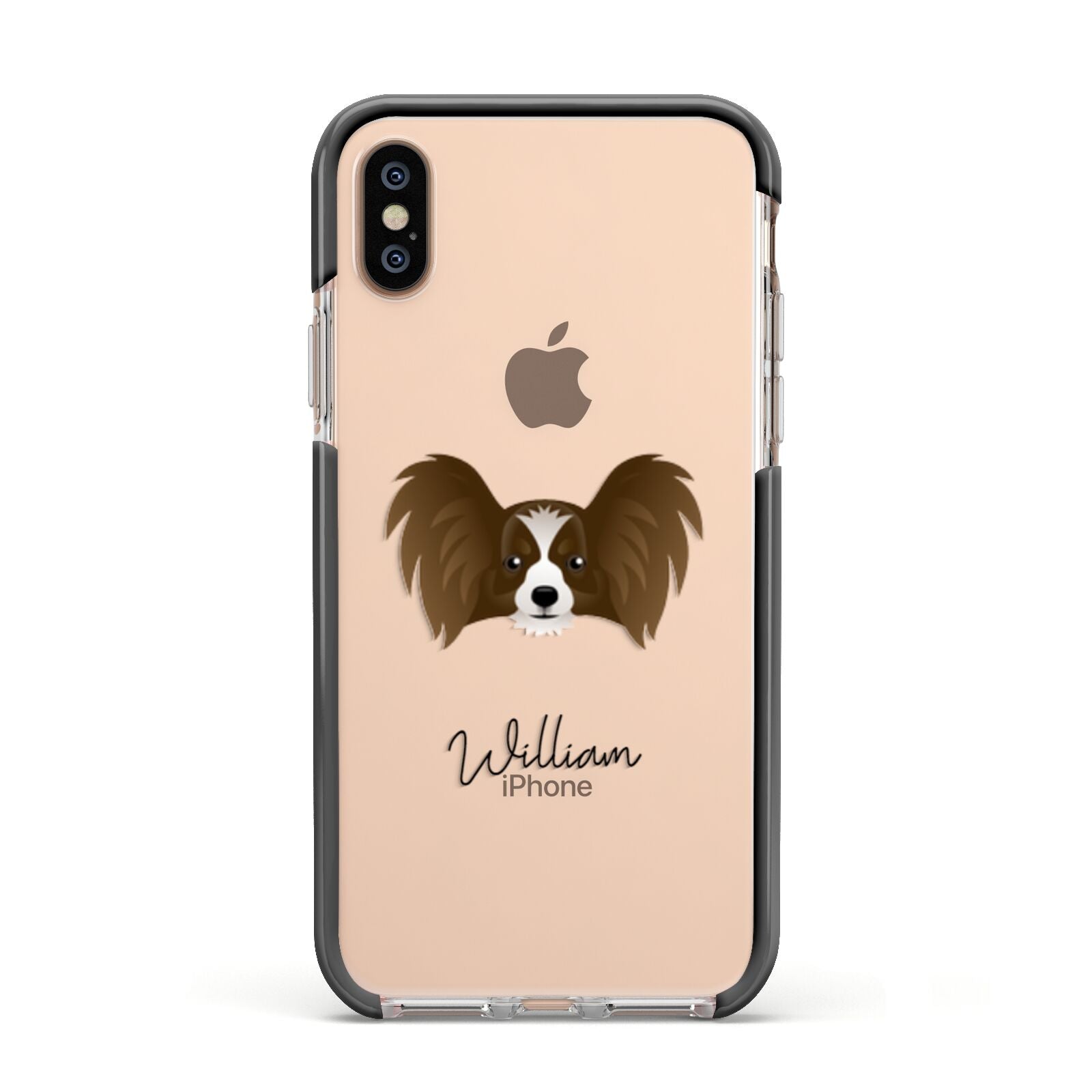 Papillon Personalised Apple iPhone Xs Impact Case Black Edge on Gold Phone