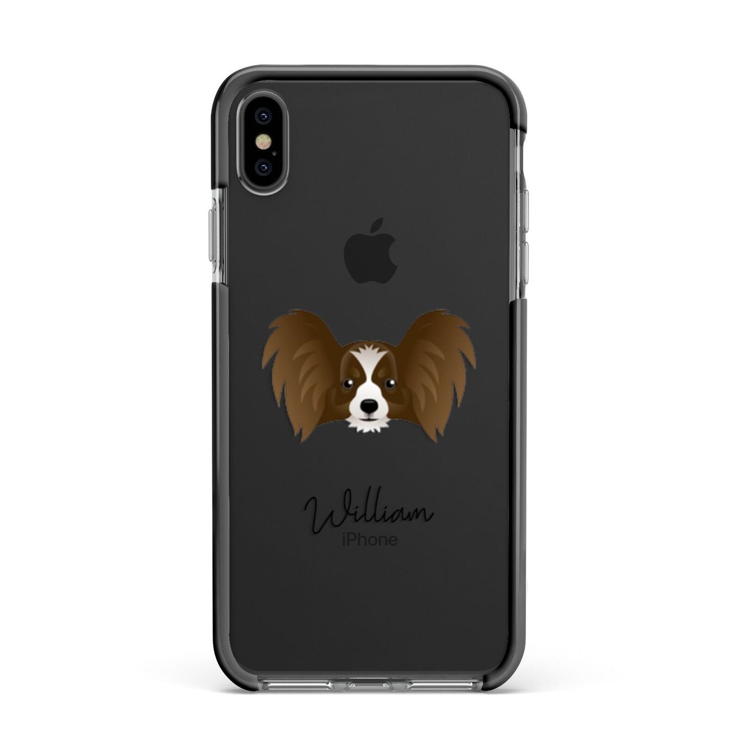 Papillon Personalised Apple iPhone Xs Max Impact Case Black Edge on Black Phone