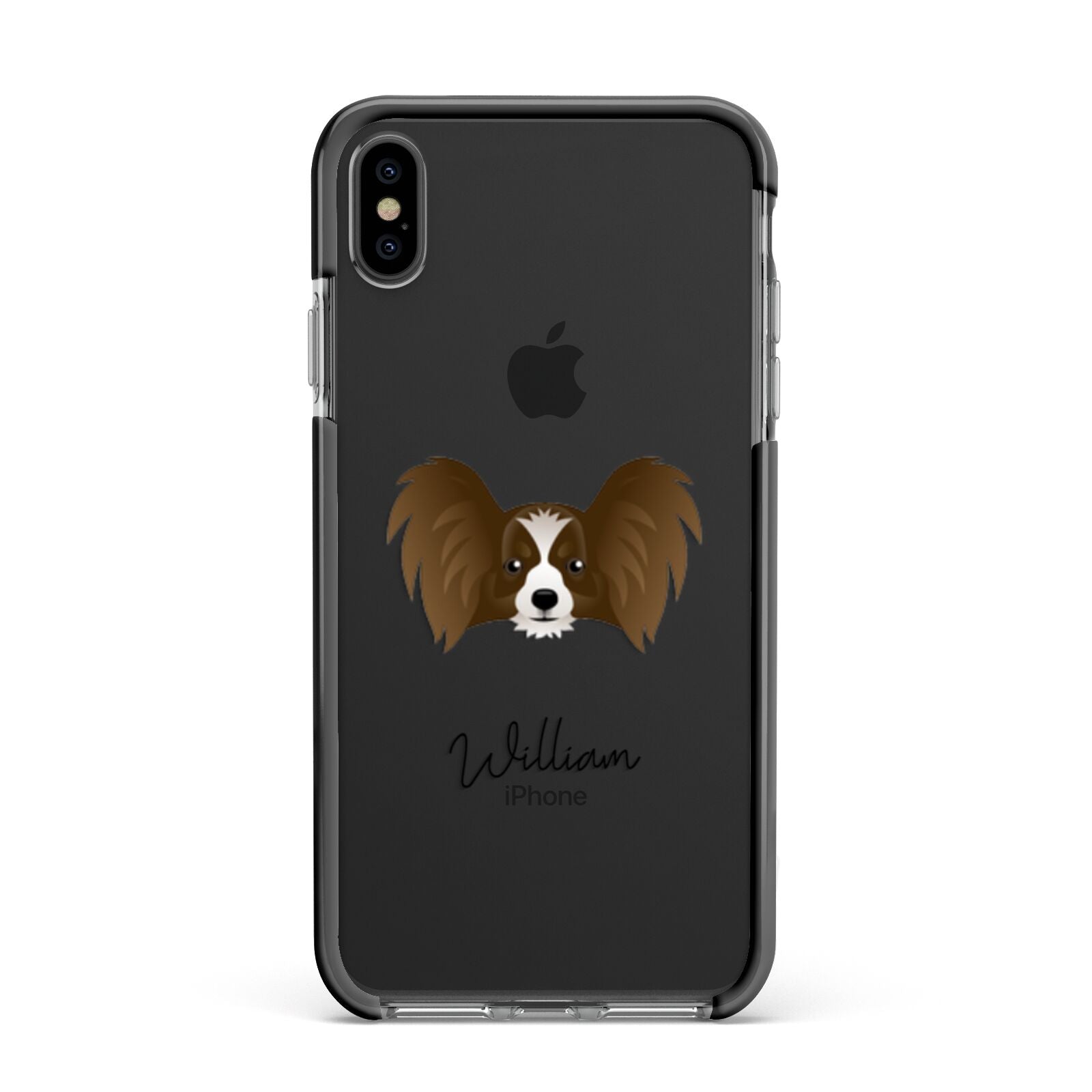 Papillon Personalised Apple iPhone Xs Max Impact Case Black Edge on Black Phone