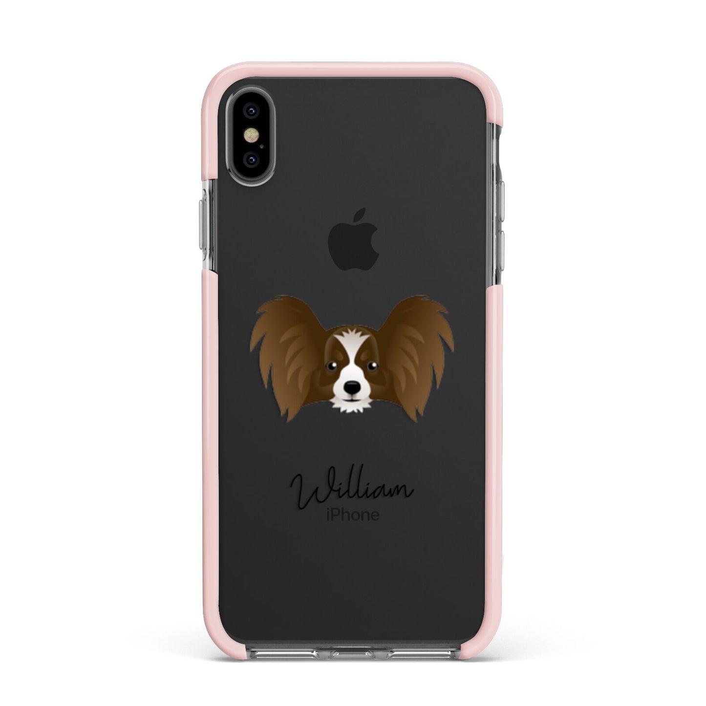 Papillon Personalised Apple iPhone Xs Max Impact Case Pink Edge on Black Phone