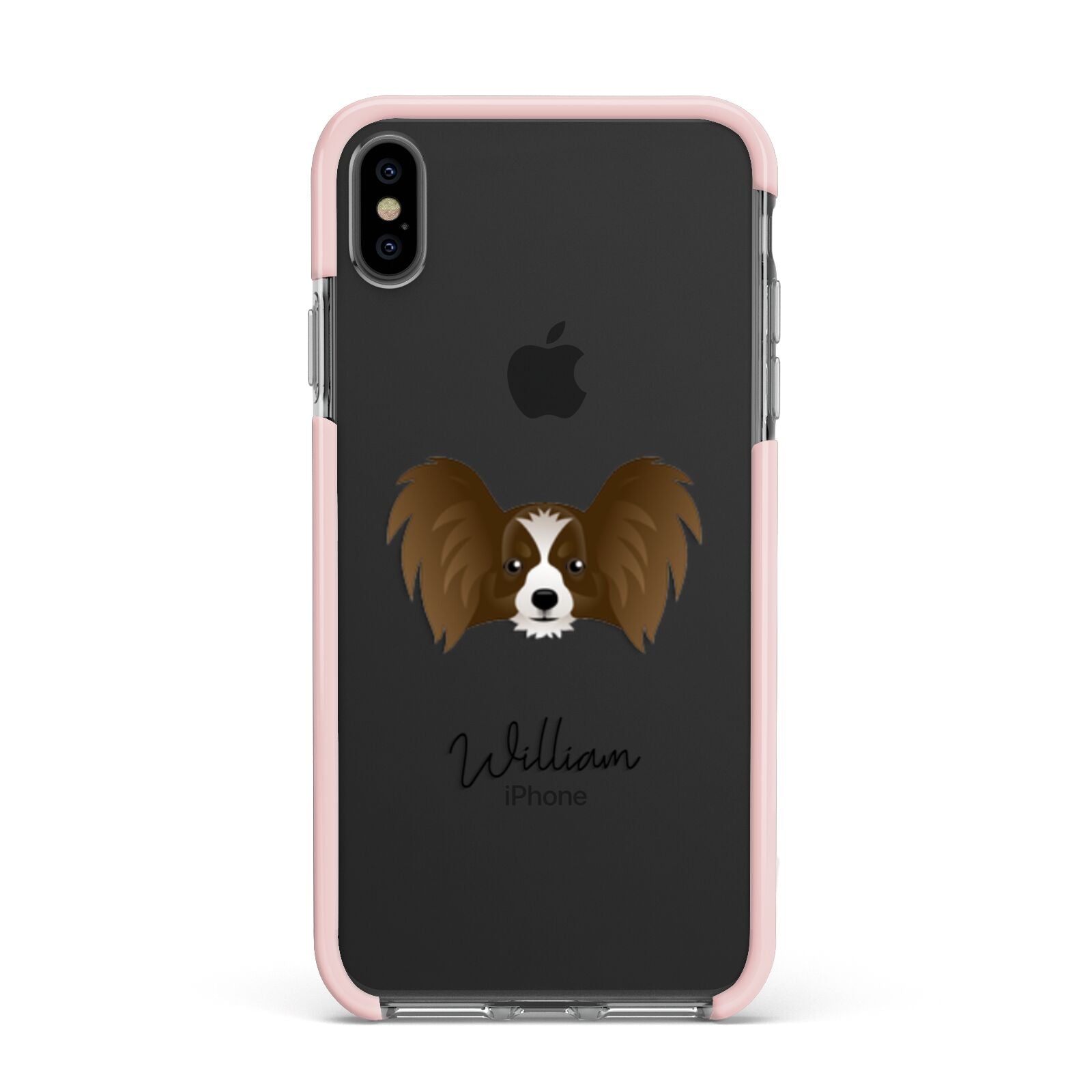 Papillon Personalised Apple iPhone Xs Max Impact Case Pink Edge on Black Phone