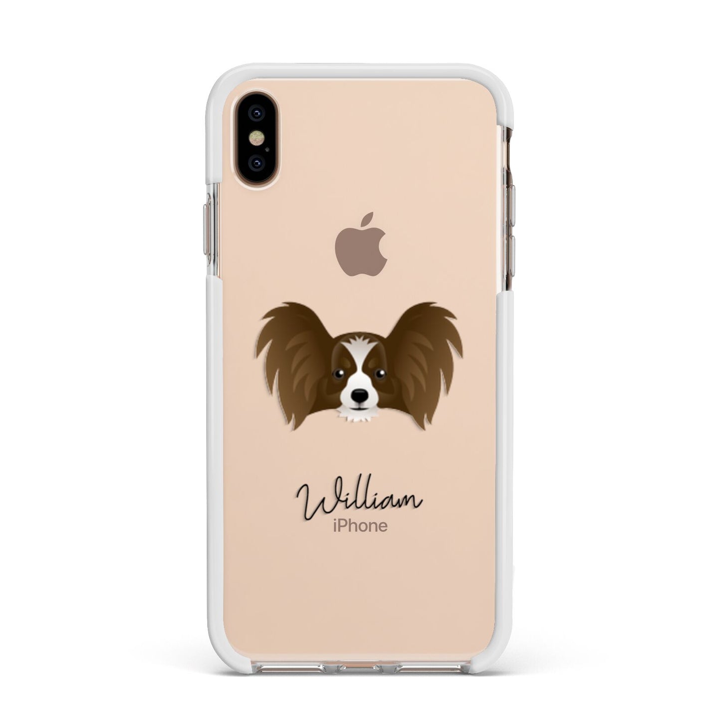 Papillon Personalised Apple iPhone Xs Max Impact Case White Edge on Gold Phone