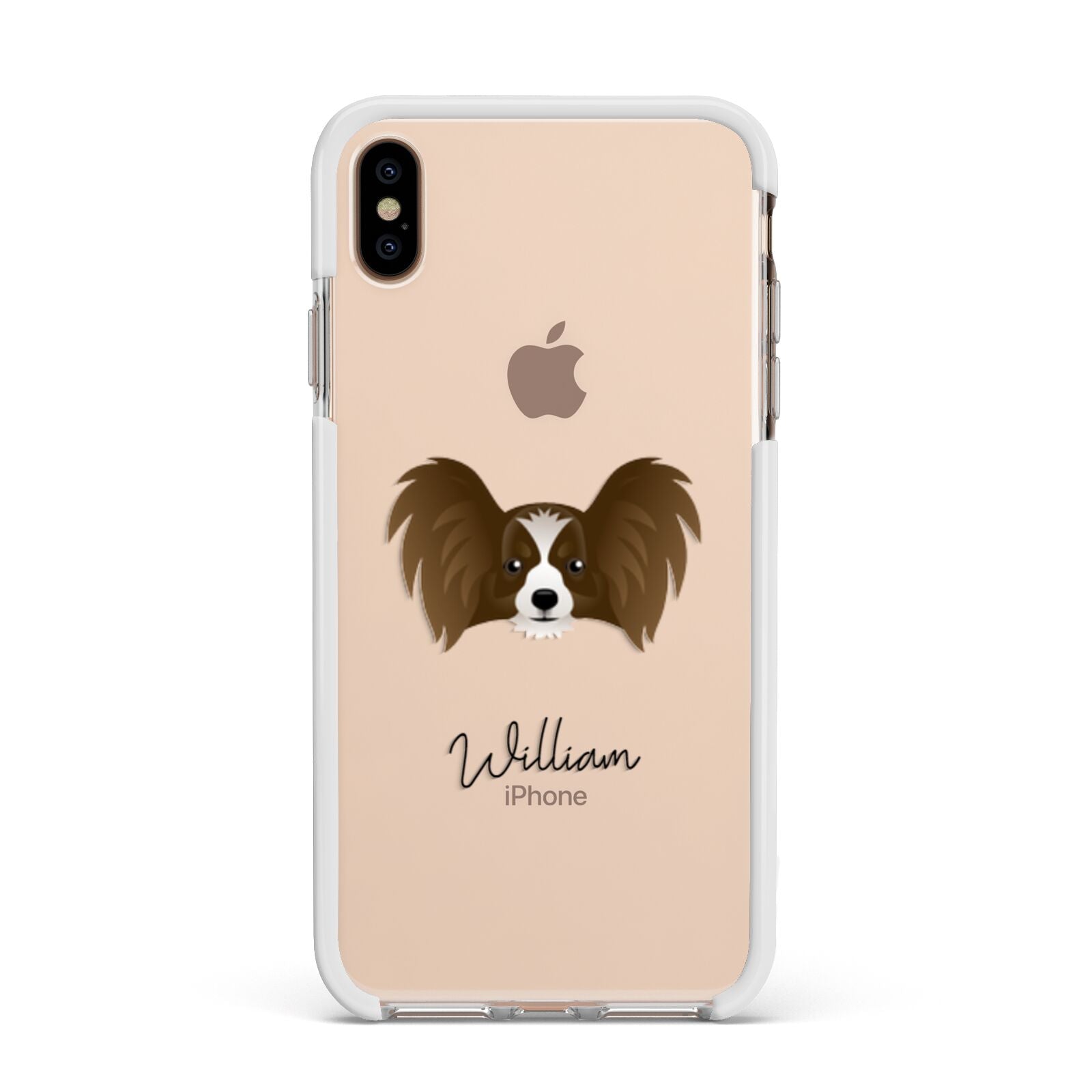 Papillon Personalised Apple iPhone Xs Max Impact Case White Edge on Gold Phone