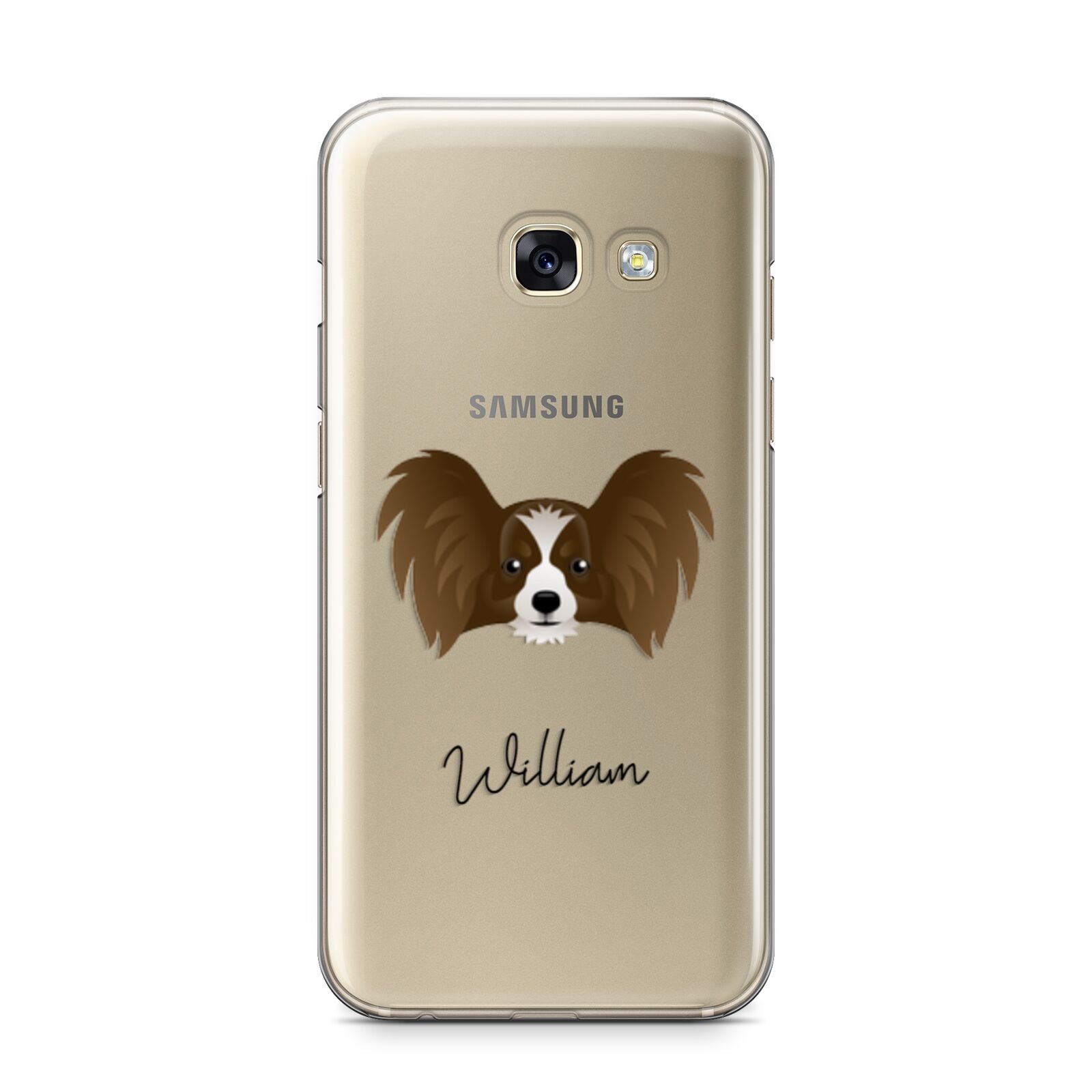 Papillon Personalised Samsung Galaxy A3 2017 Case on gold phone