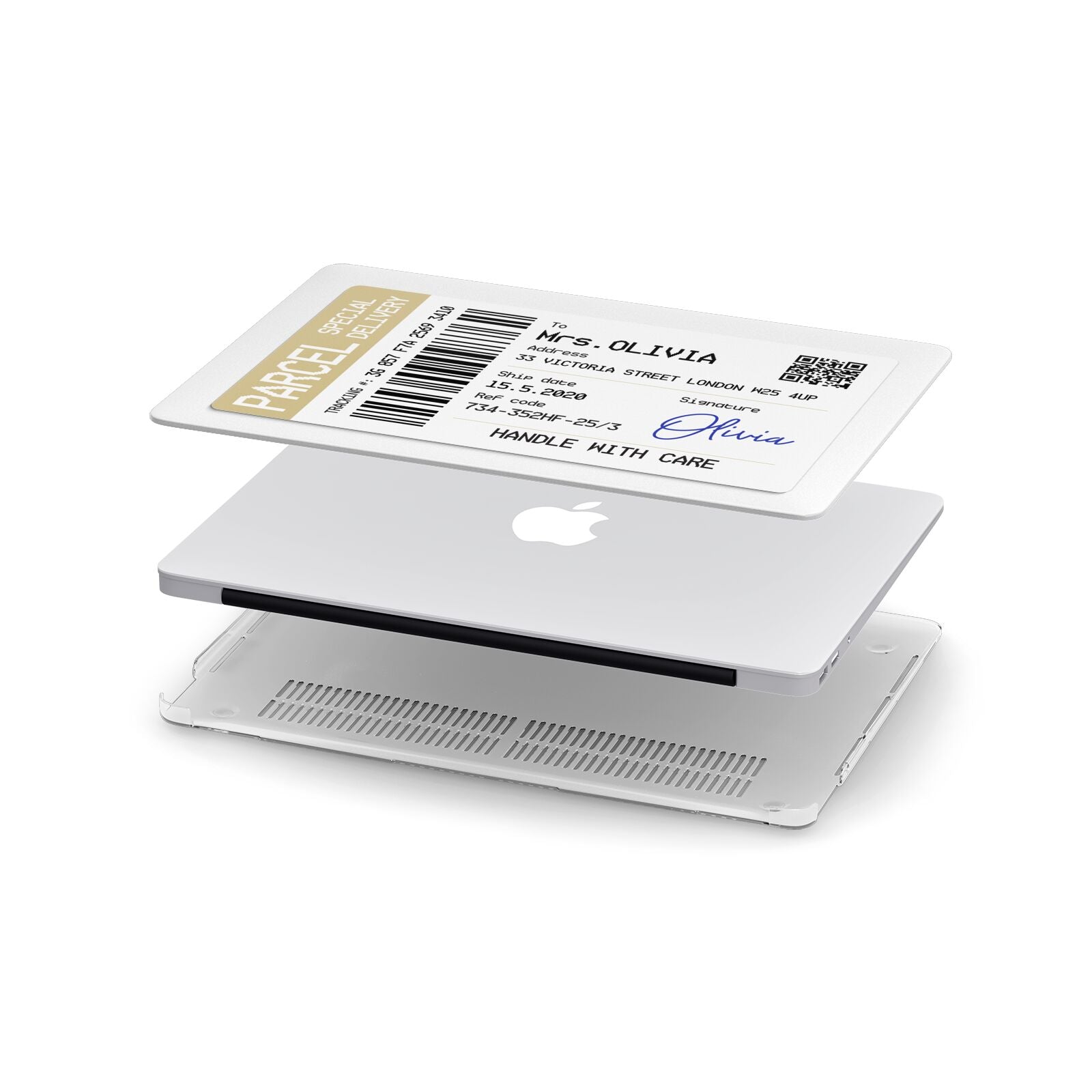 Parcel Label with Name Apple MacBook Case in Detail
