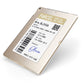 Parcel Label with Name Apple iPad Case on Gold iPad Side View