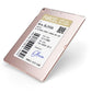 Parcel Label with Name Apple iPad Case on Rose Gold iPad Side View
