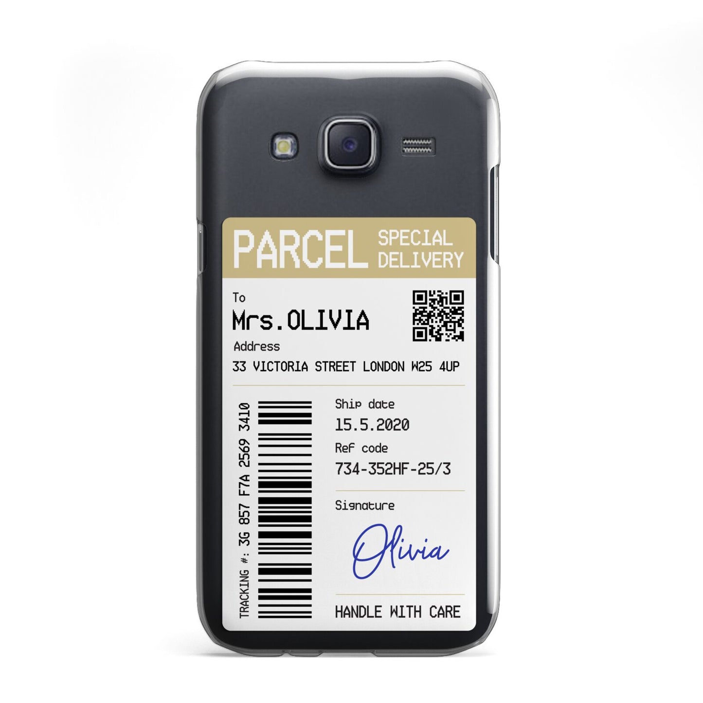 Parcel Label with Name Samsung Galaxy J5 Case