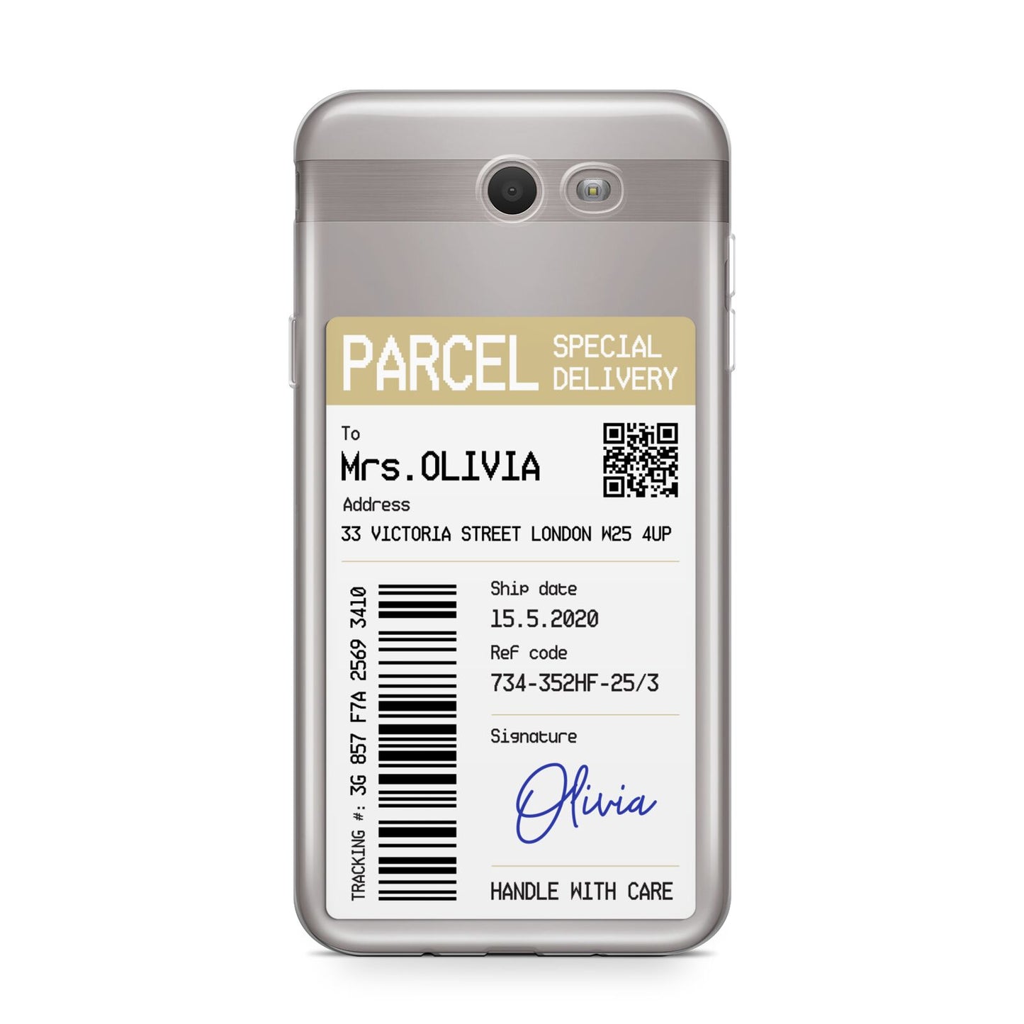 Parcel Label with Name Samsung Galaxy J7 2017 Case