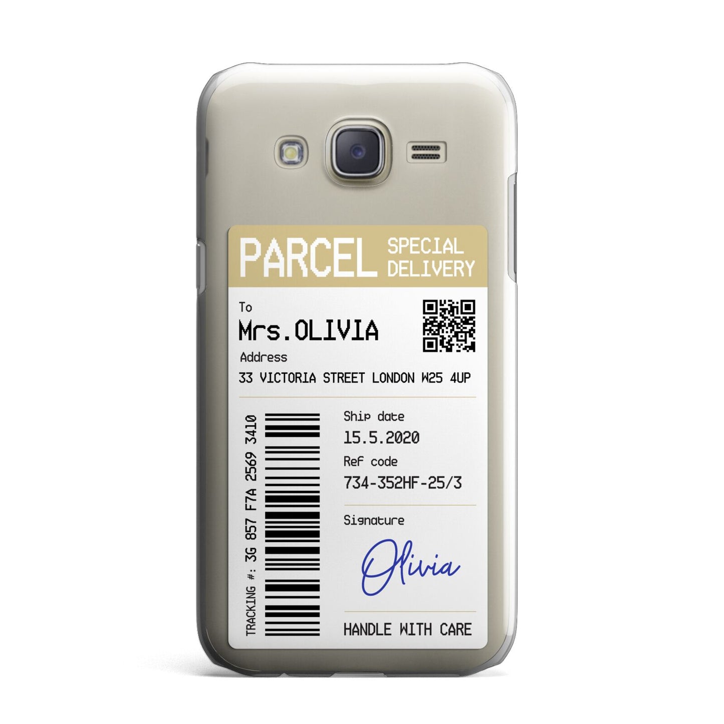Parcel Label with Name Samsung Galaxy J7 Case