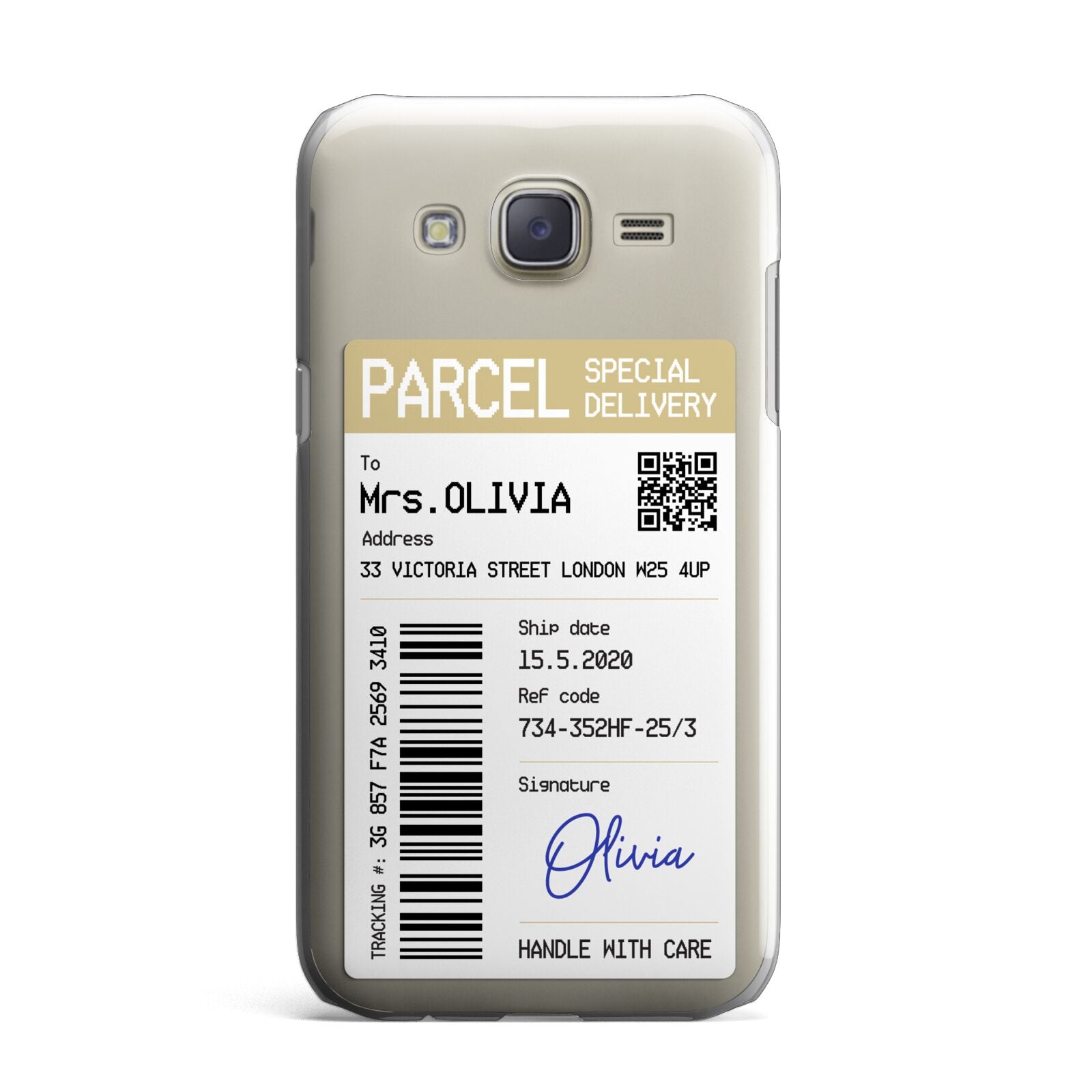 Parcel Label with Name Samsung Galaxy J7 Case