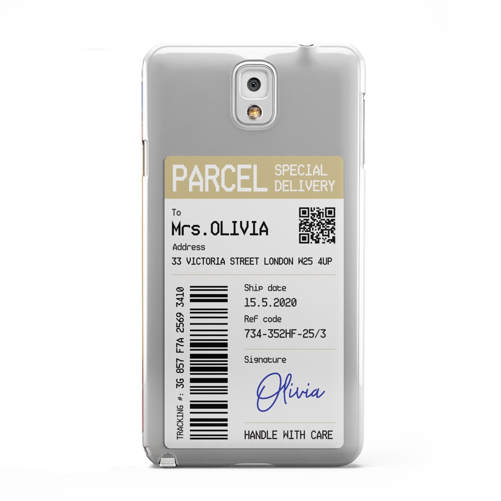 Parcel Label with Name Samsung Galaxy Note 3 Case