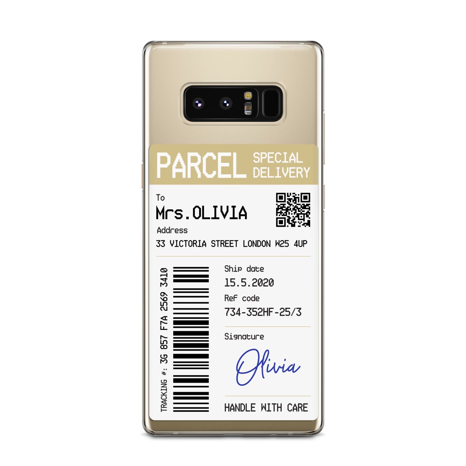 Parcel Label with Name Samsung Galaxy Note 8 Case