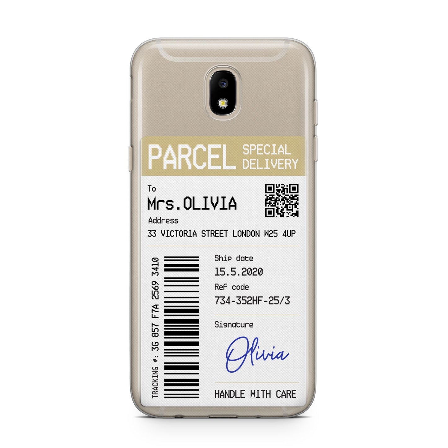 Parcel Label with Name Samsung J5 2017 Case