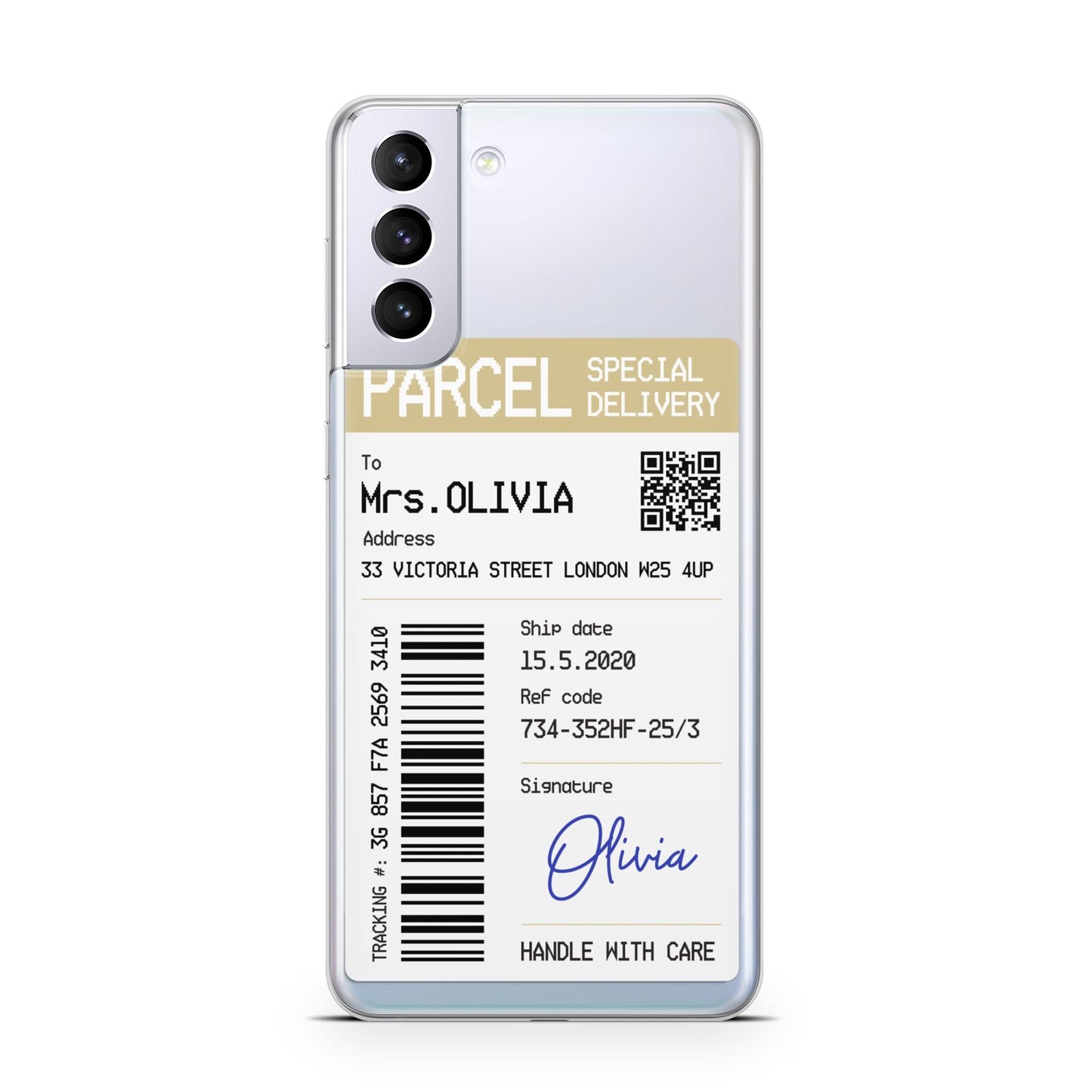 Parcel Label with Name Samsung S21 Plus Phone Case