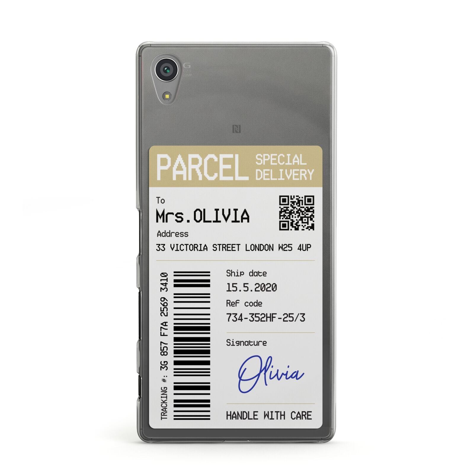 Parcel Label with Name Sony Xperia Case