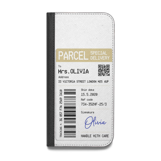 Parcel Label with Name Vegan Leather Flip Samsung Case