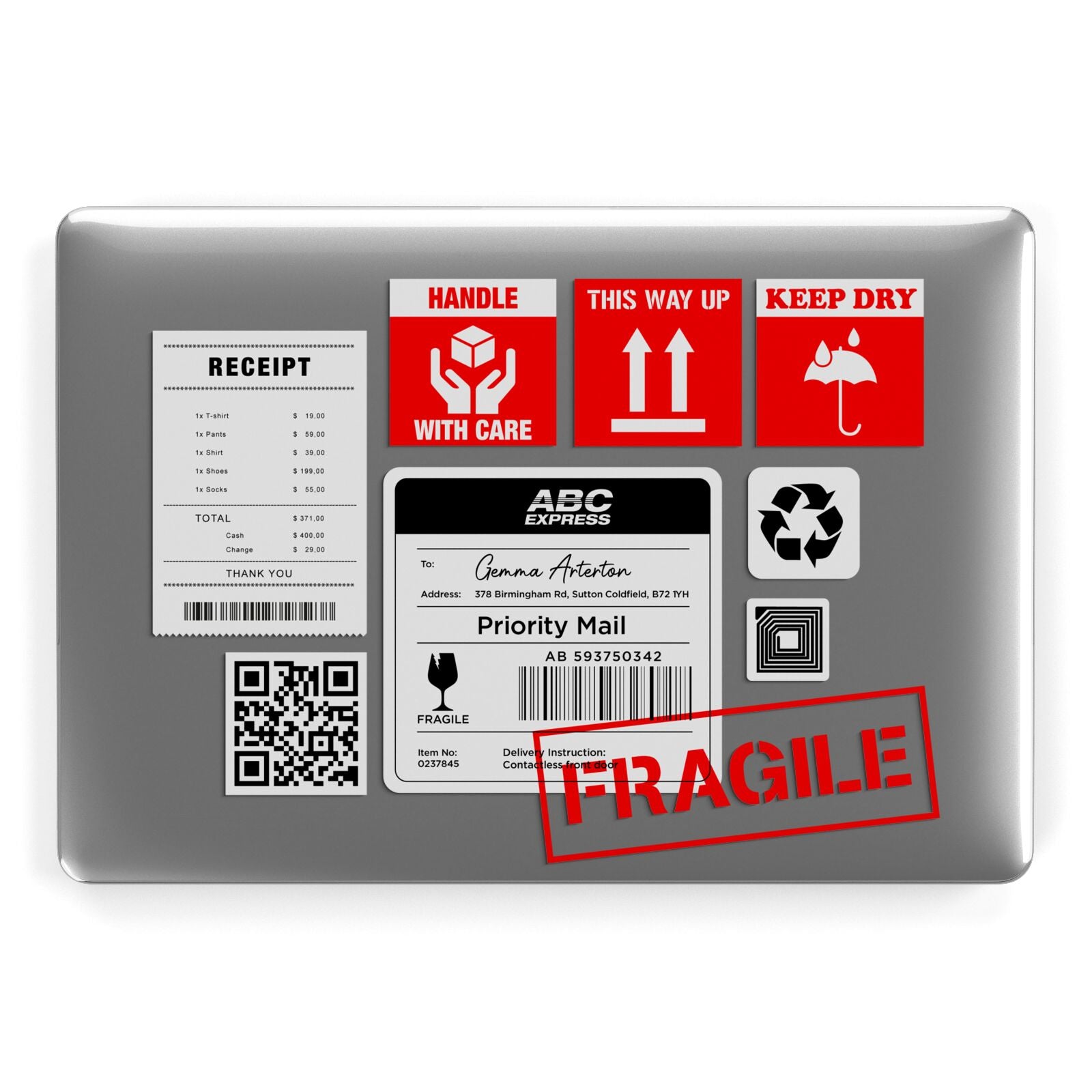 Parcel Stickers with Name Macbook Case – Dyefor