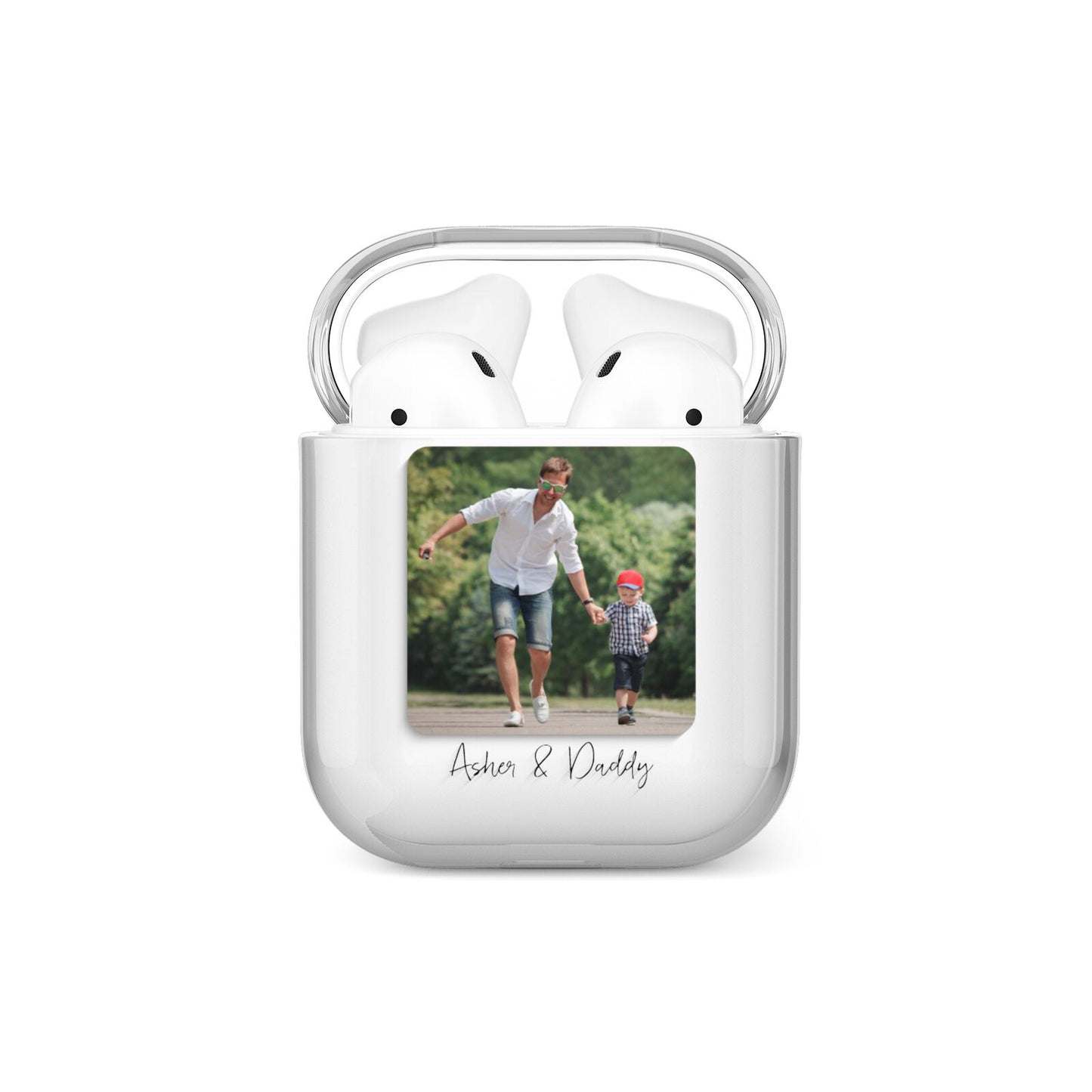 Parent and Child Photo with Text AirPods Case