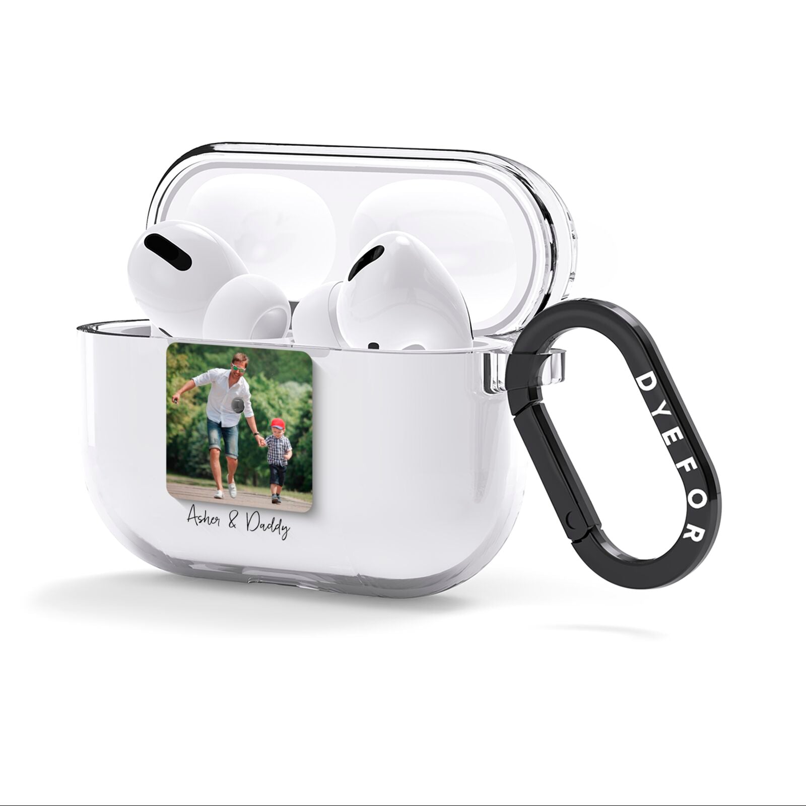 Parent and Child Photo with Text AirPods Clear Case 3rd Gen Side Image