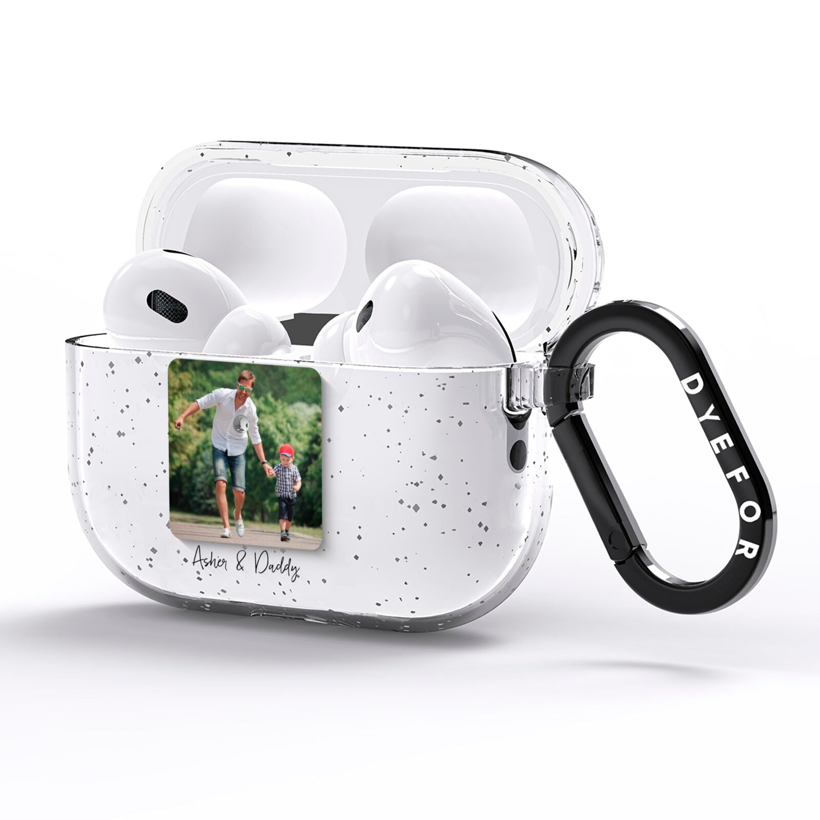 Parent and Child Photo with Text AirPods Pro Glitter Case Side Image