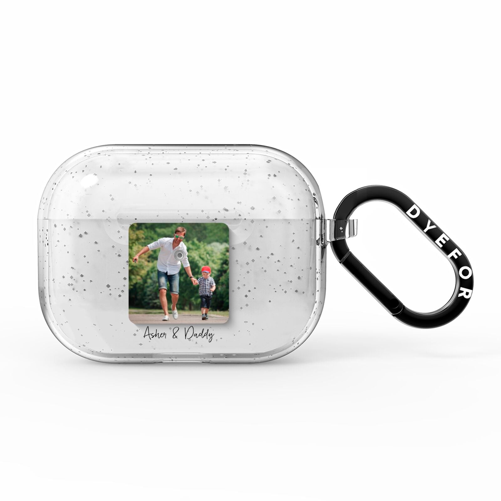 Parent and Child Photo with Text AirPods Pro Glitter Case