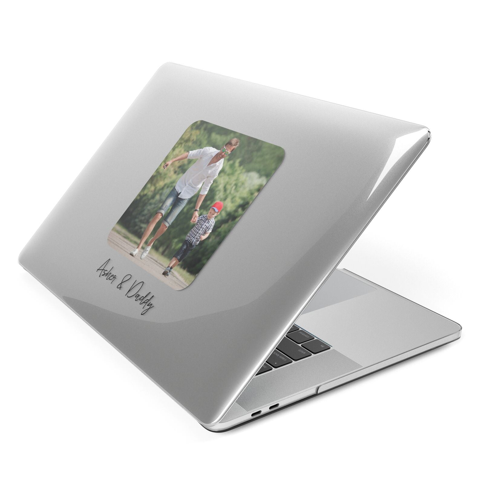 Parent and Child Photo with Text Apple MacBook Case Side View