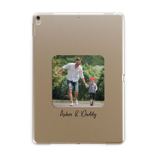 Parent and Child Photo with Text Apple iPad Gold Case