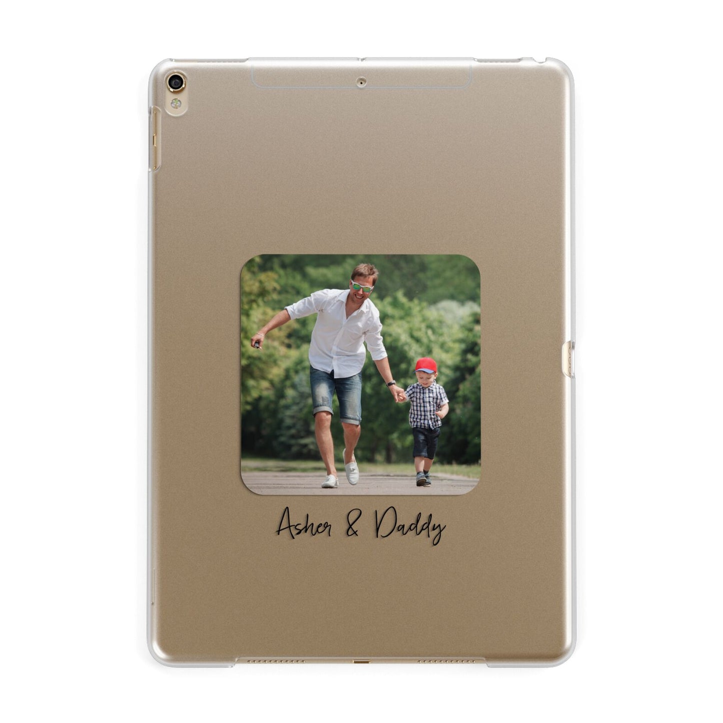 Parent and Child Photo with Text Apple iPad Gold Case