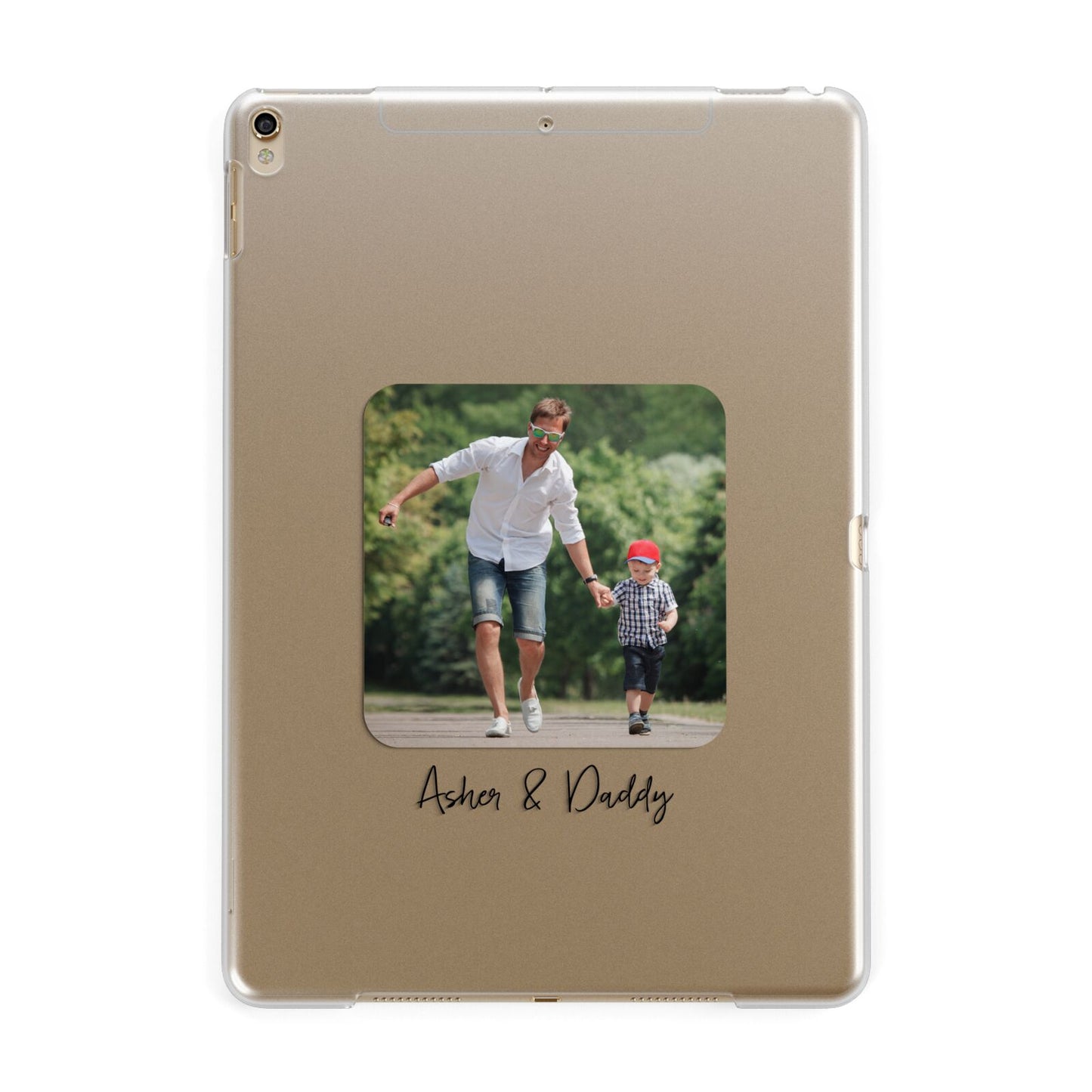 Parent and Child Photo with Text Apple iPad Gold Case