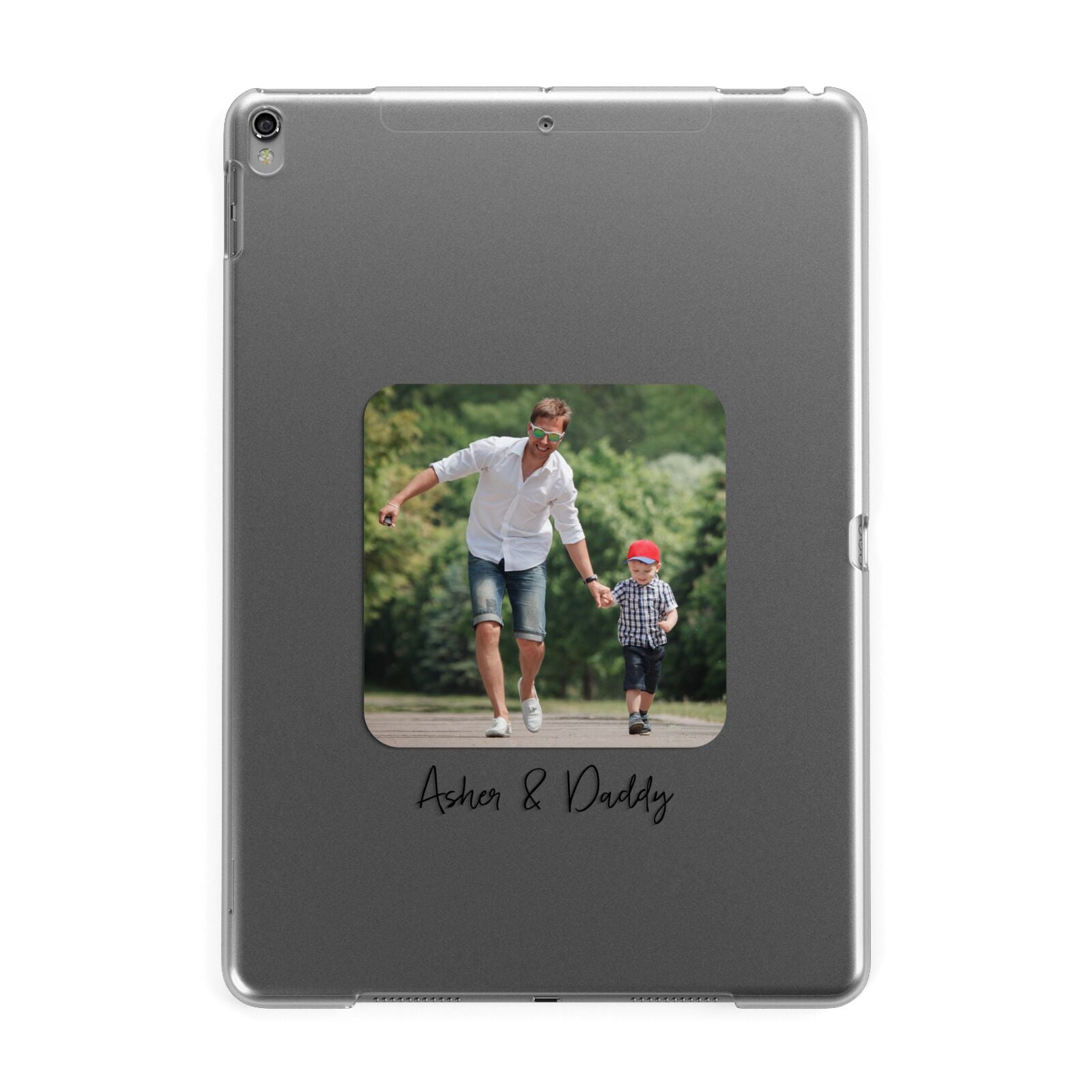 Parent and Child Photo with Text Apple iPad Grey Case