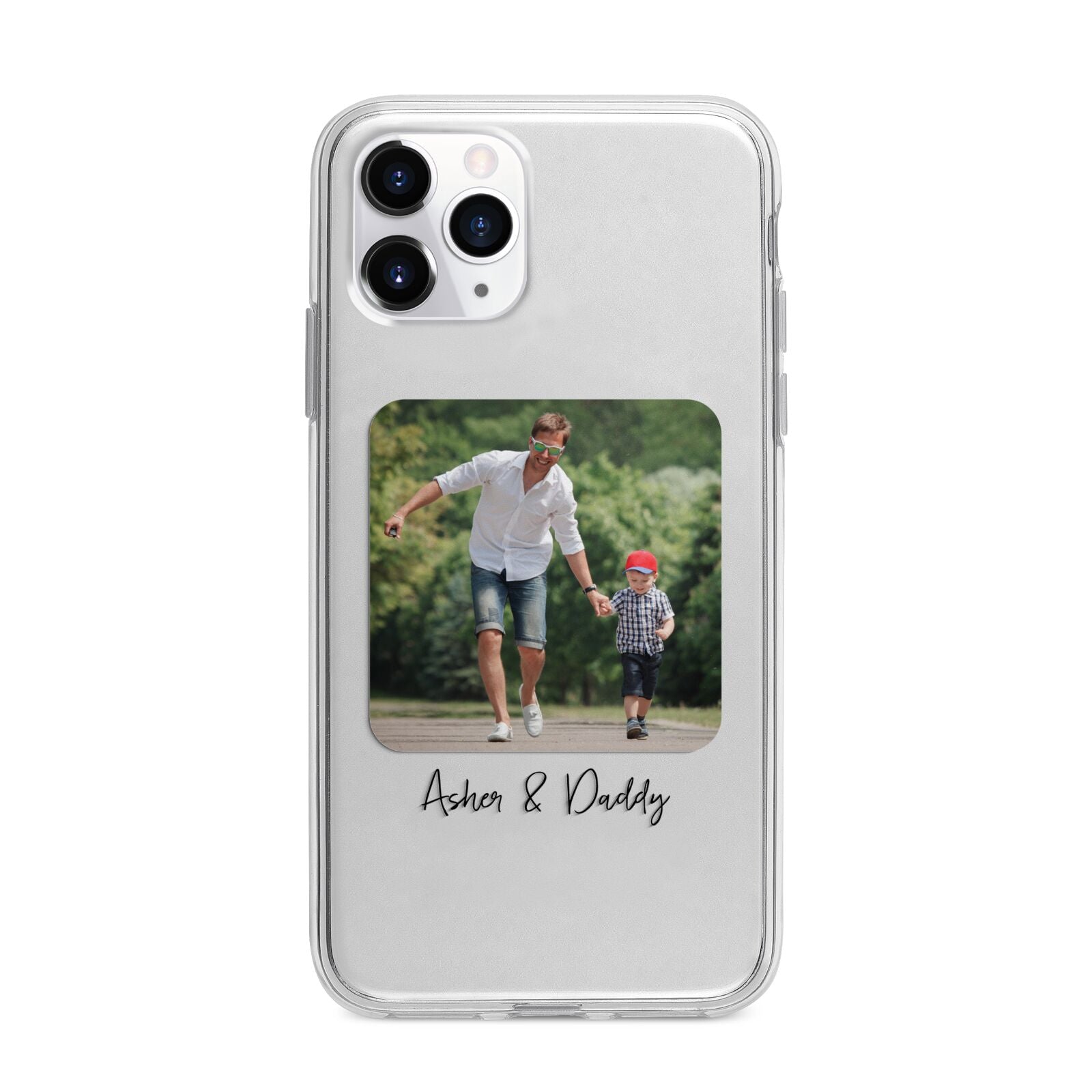Parent and Child Photo with Text Apple iPhone 11 Pro Max in Silver with Bumper Case