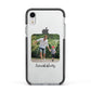 Parent and Child Photo with Text Apple iPhone XR Impact Case Black Edge on Silver Phone
