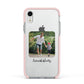 Parent and Child Photo with Text Apple iPhone XR Impact Case Pink Edge on Silver Phone
