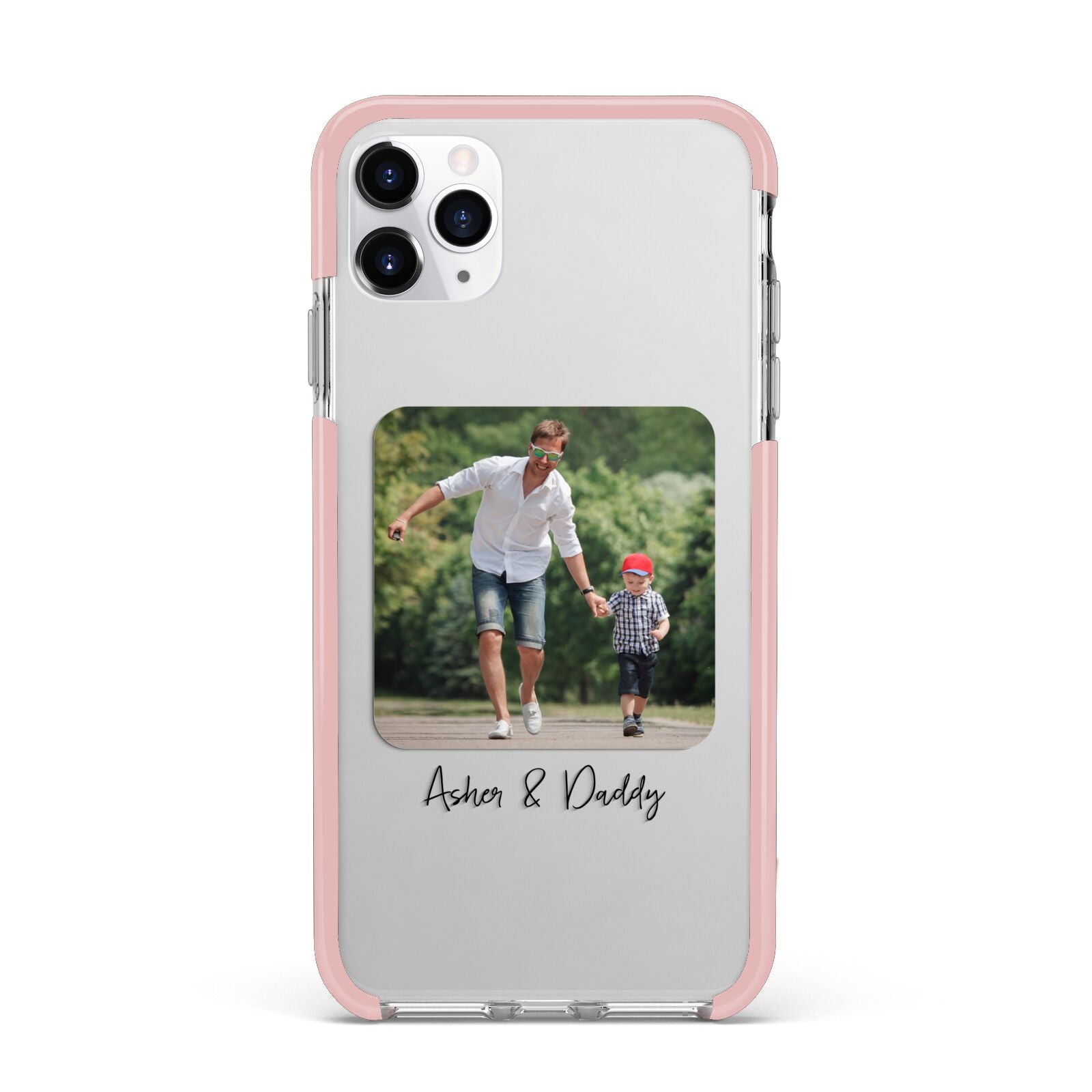 Parent and Child Photo with Text iPhone 11 Pro Max Impact Pink Edge Case