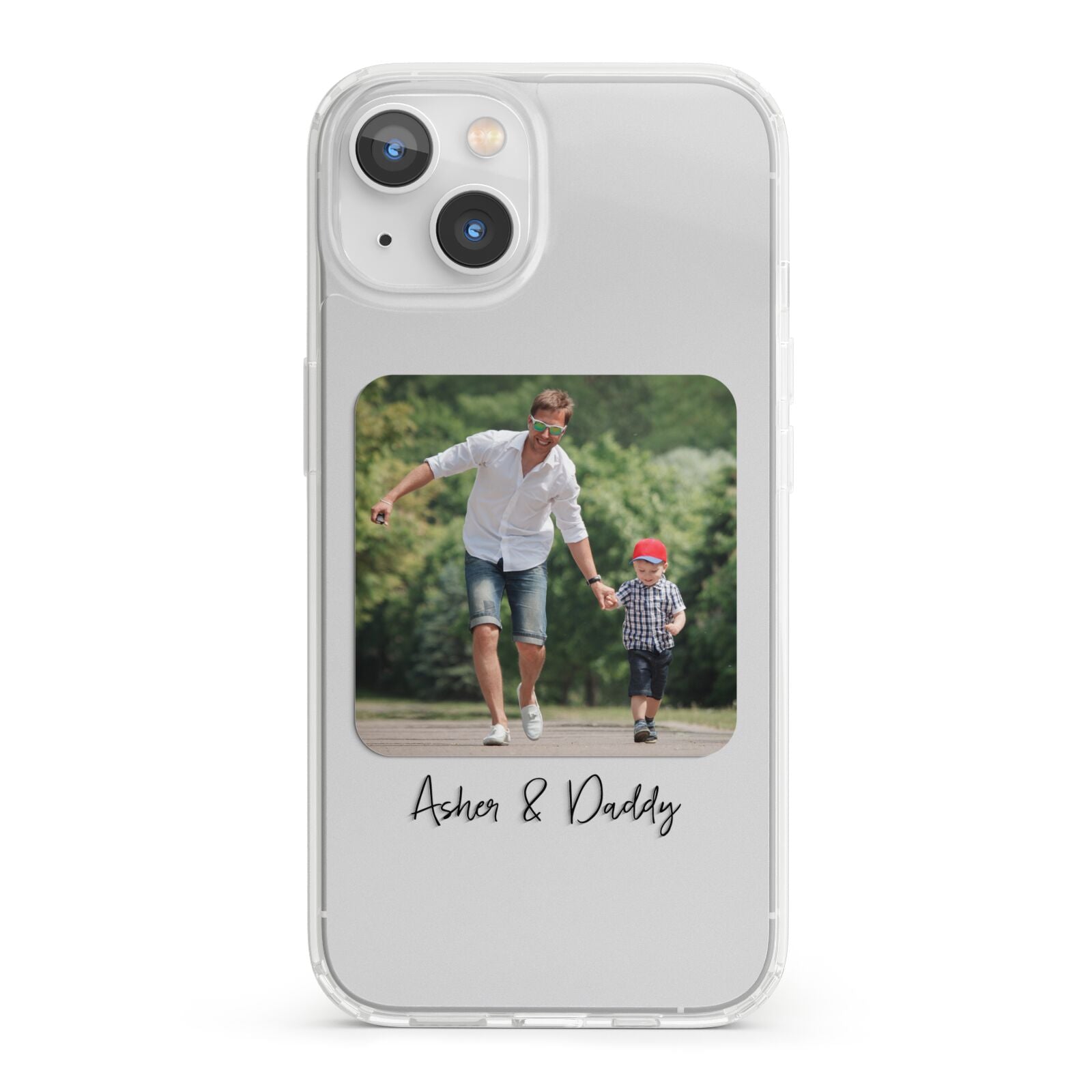 Parent and Child Photo with Text iPhone 13 Clear Bumper Case