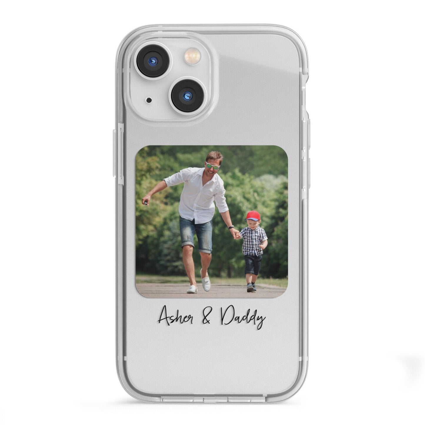 Parent and Child Photo with Text iPhone 13 Mini TPU Impact Case with White Edges