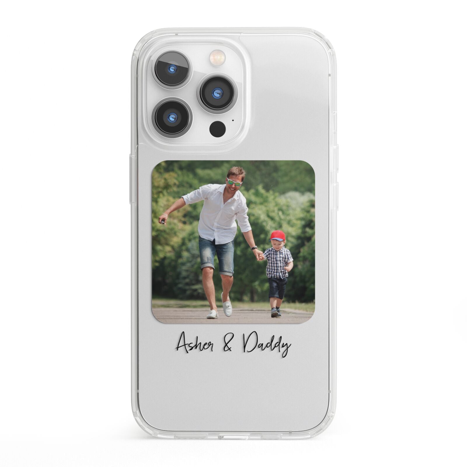 Parent and Child Photo with Text iPhone 13 Pro Clear Bumper Case