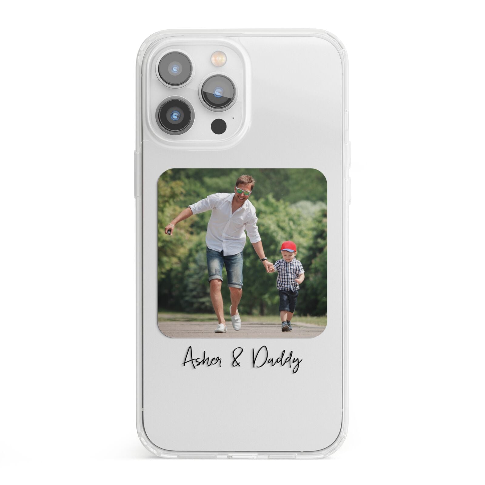 Parent and Child Photo with Text iPhone 13 Pro Max Clear Bumper Case