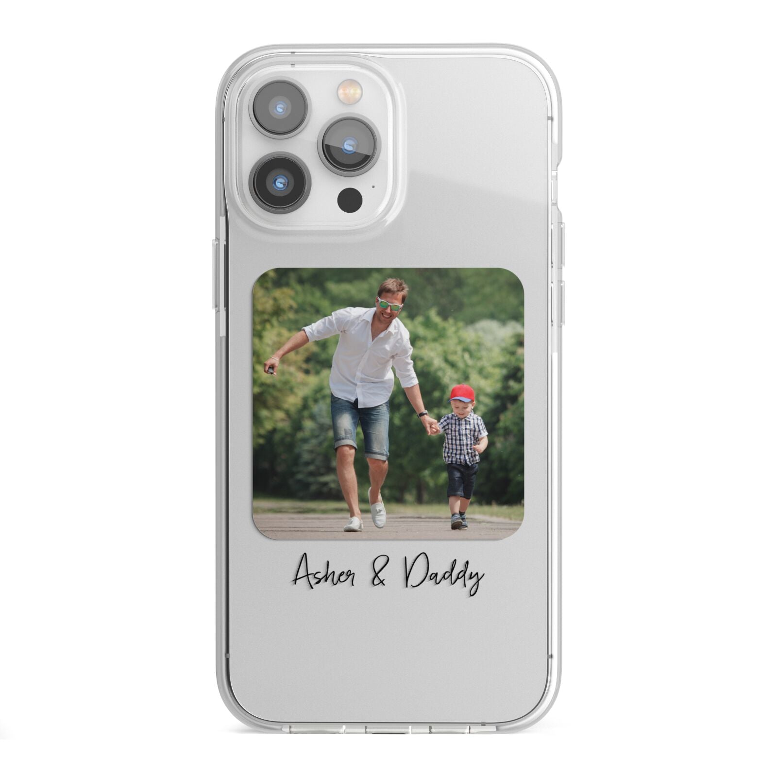 Parent and Child Photo with Text iPhone 13 Pro Max TPU Impact Case with White Edges