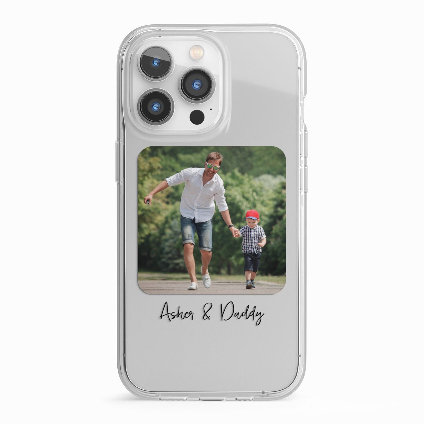 Parent and Child Photo with Text iPhone 13 Pro TPU Impact Case with White Edges