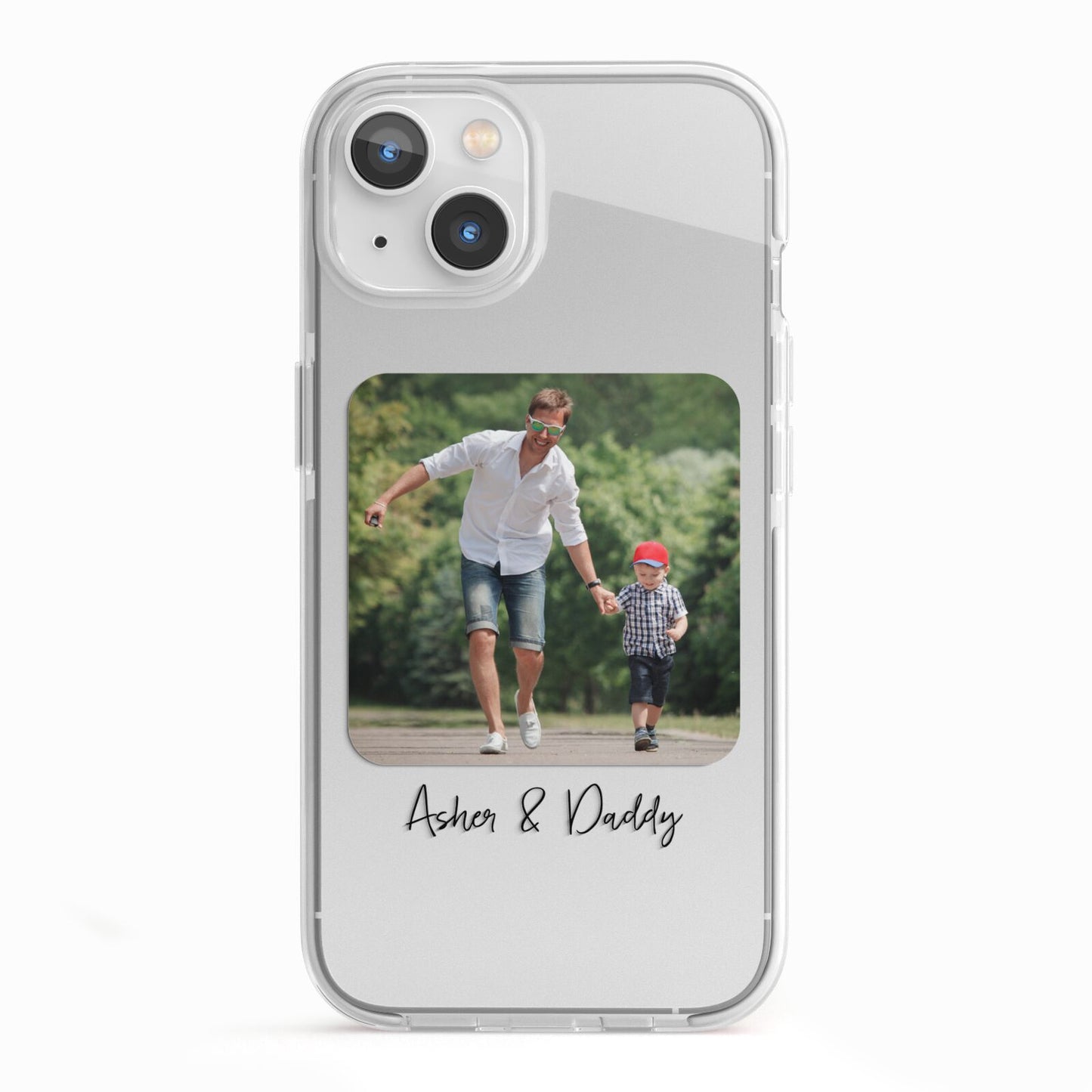 Parent and Child Photo with Text iPhone 13 TPU Impact Case with White Edges