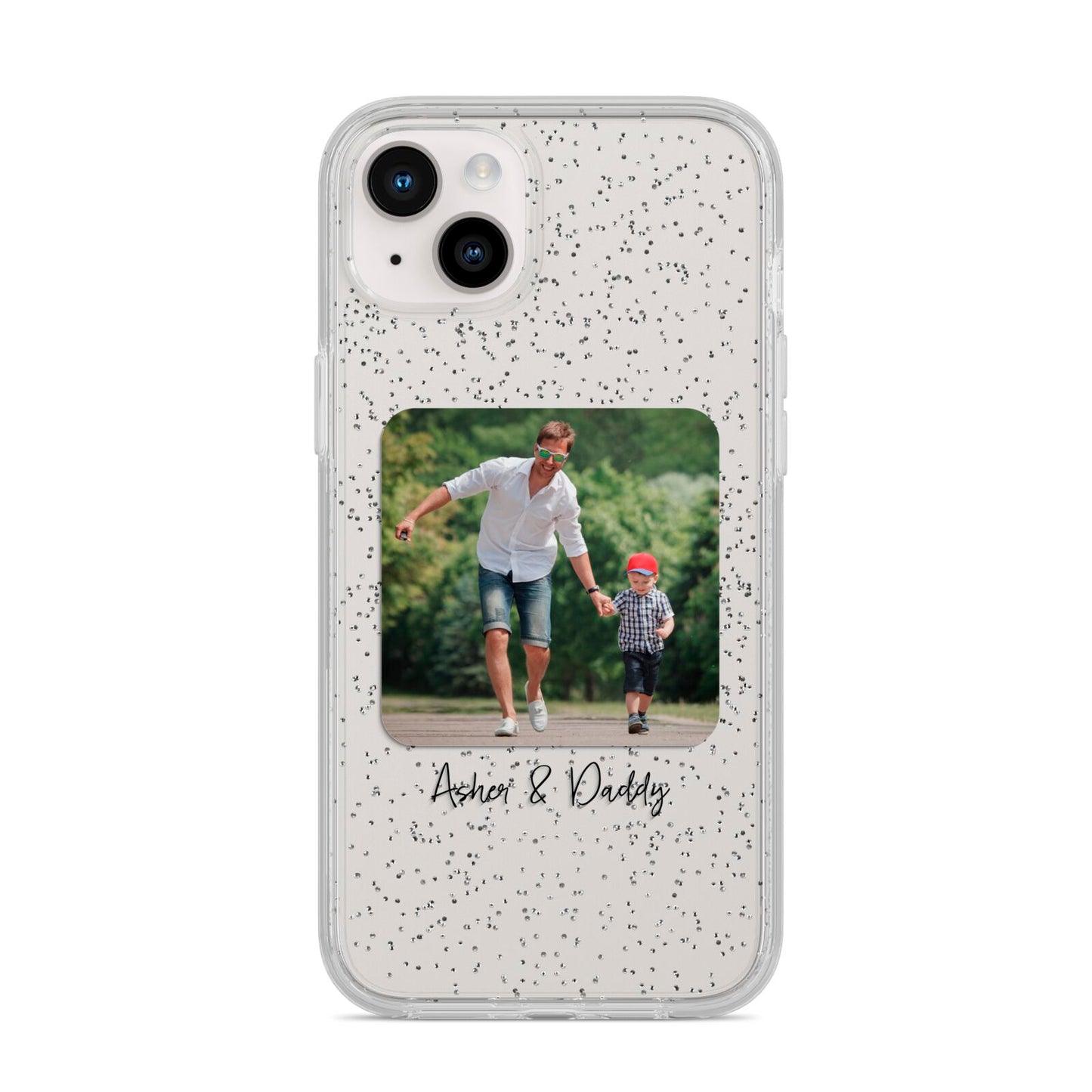 Parent and Child Photo with Text iPhone 14 Plus Glitter Tough Case Starlight