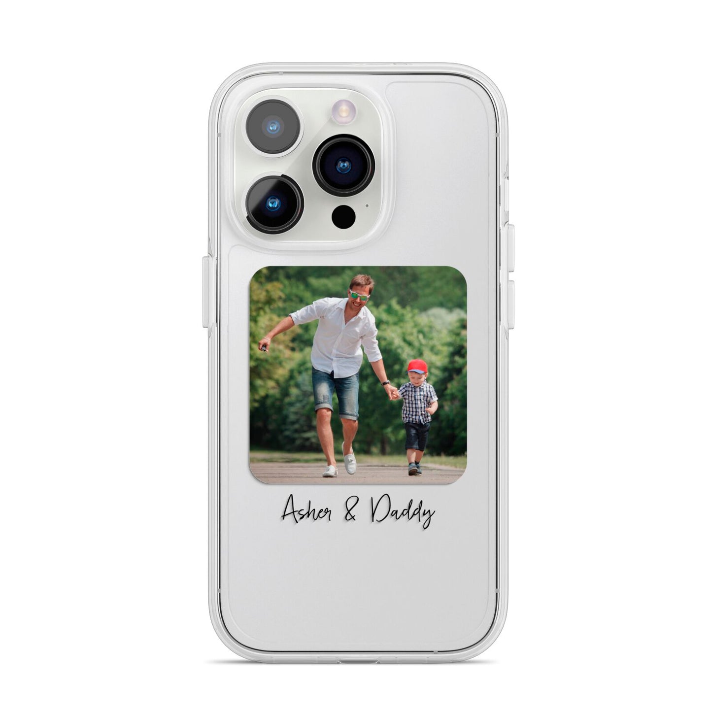 Parent and Child Photo with Text iPhone 14 Pro Clear Tough Case Silver